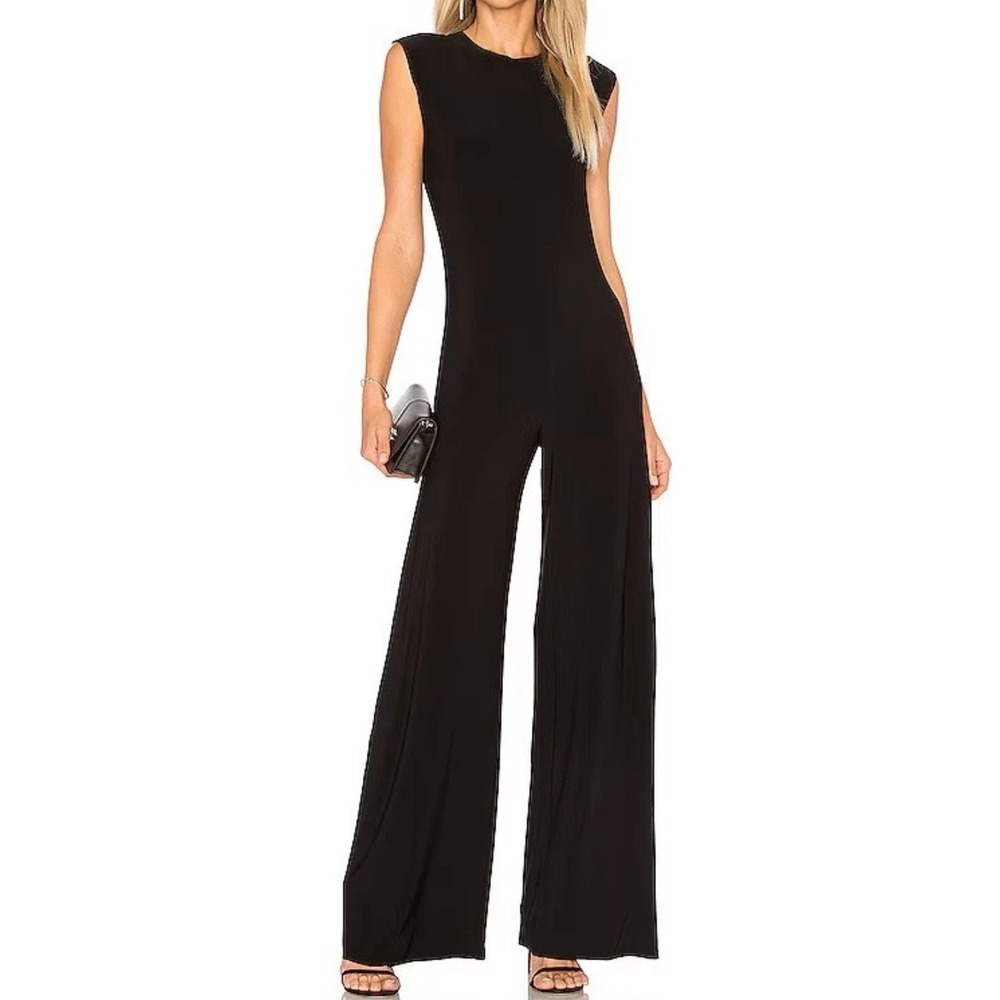 NORMA KAMALI Kamalikulture Jumpsuit Wide Leg Black Size Large Chic Sophisticated